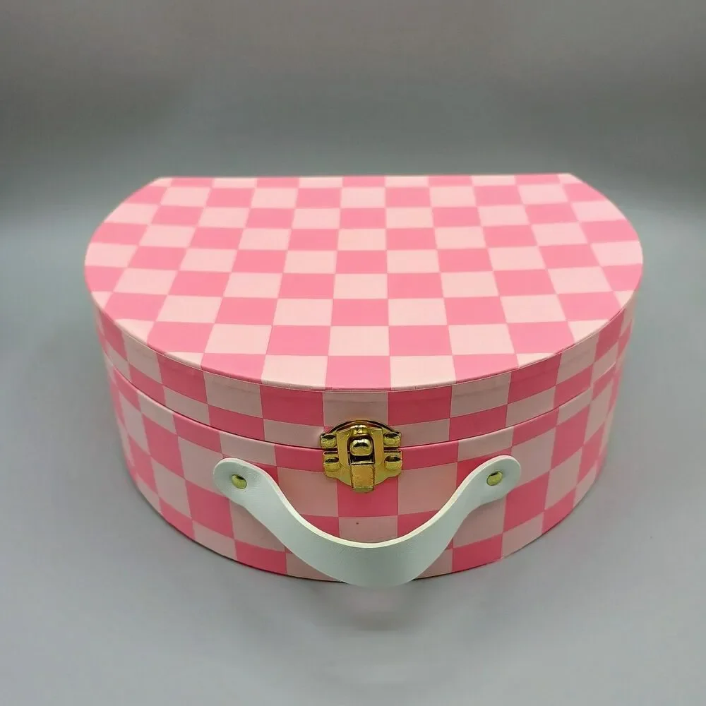 Small Novelty Suitcase Pink/White Checkered Target Bullseye Playground 2024